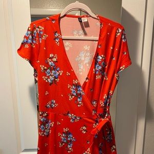 Red floral dress